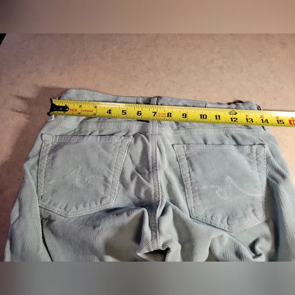 AG Adriano Goldschmiede 26 Reg Stevie Light Green Pants corduroy ankle slim stra - Picture 9 of 14